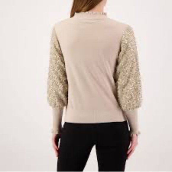 New Sioni Sequin Sleeve Sweater - Cream and Gold - Picture 8 of 8